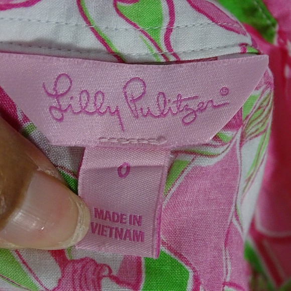 Lilly Pulitzer Blouse Top Women Size 0 Pink Green - Picture 7 of 8